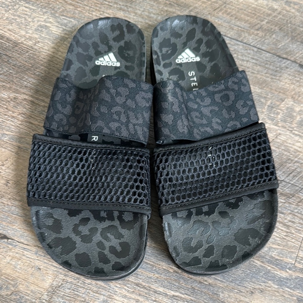 adidas Black Leopard Print Sandals